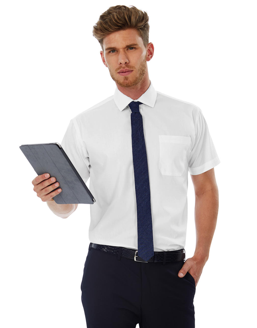 Smart SSL/men Poplin Shirt in Farbe White