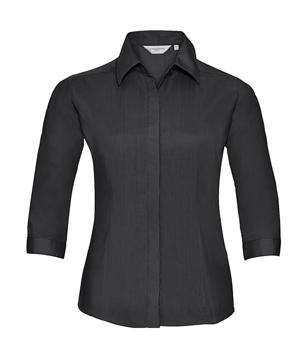 3/4 sleeve Poplin Shirt in Farbe Black