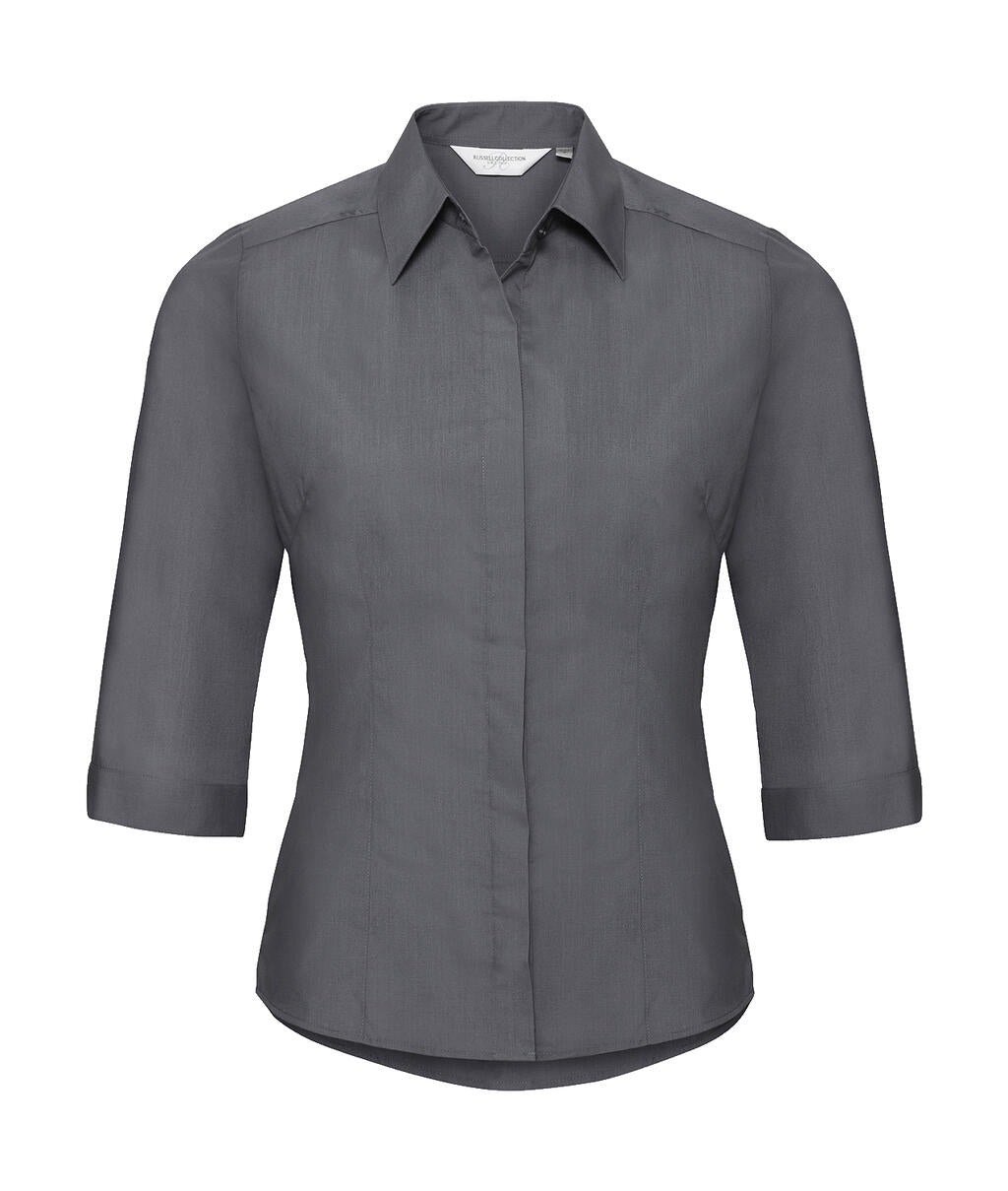 3/4 sleeve Poplin Shirt in Farbe Convoy Grey
