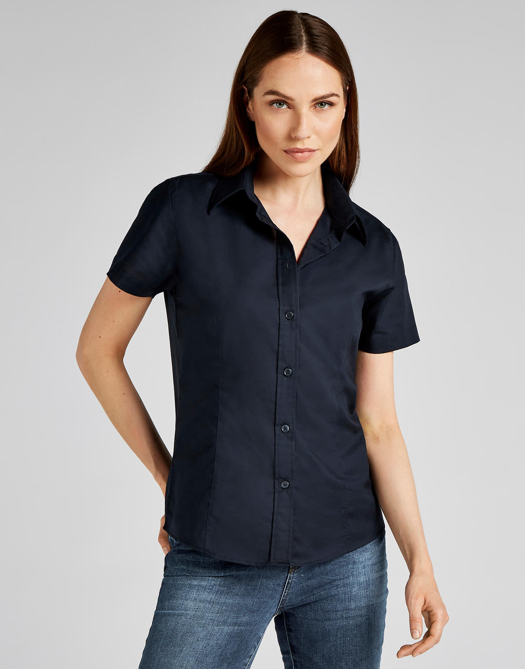 Women's Tailored Fit Workwear Oxford Shirt SSL in Farbe White