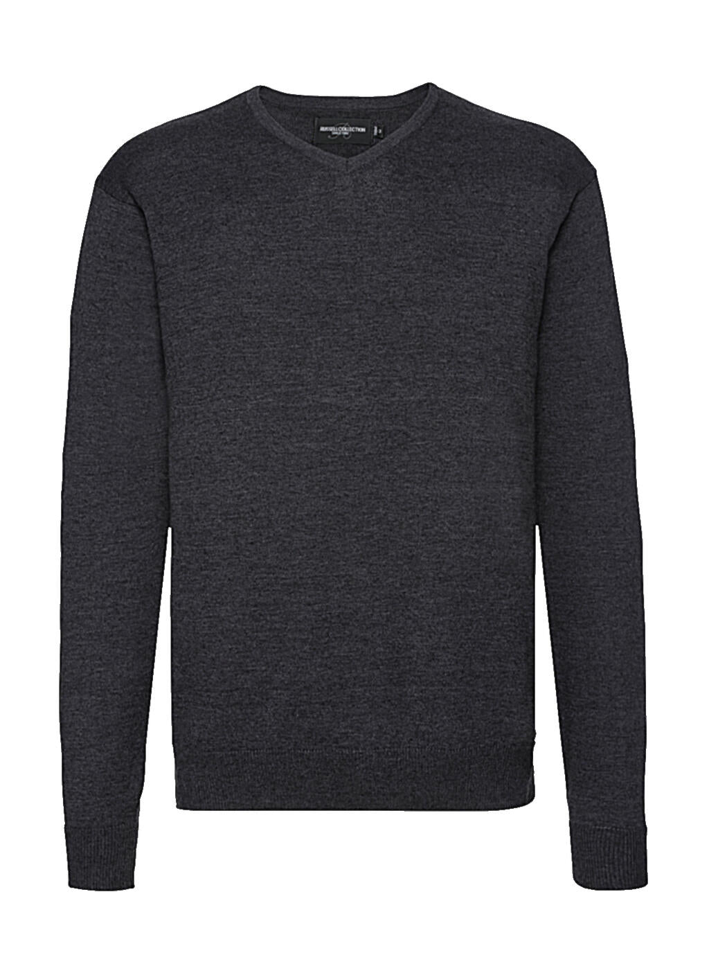 Men's V-Neck Knitted Pullover in Farbe Charcoal Marl