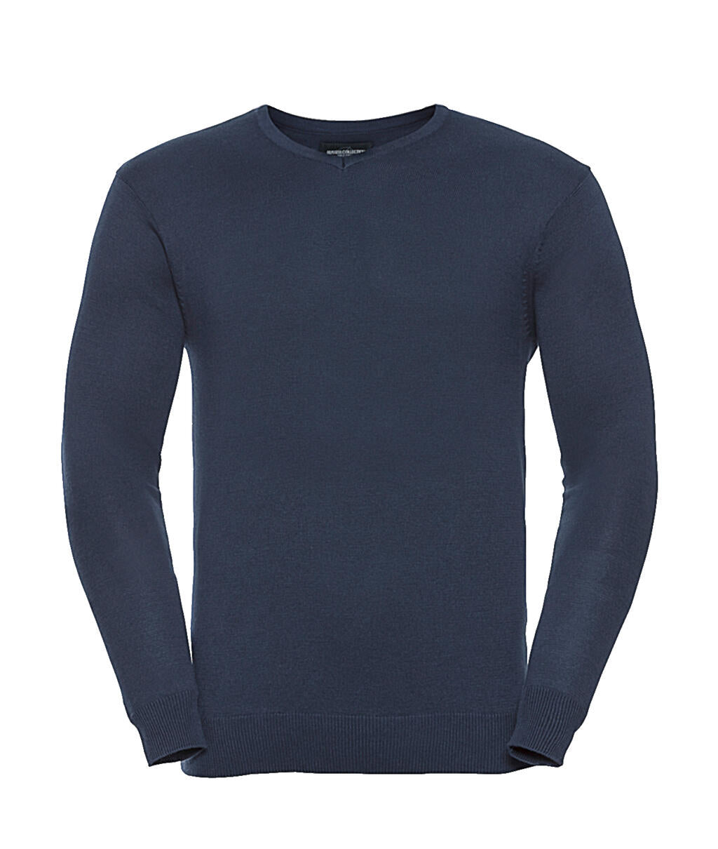 Men's V-Neck Knitted Pullover in Farbe French Navy