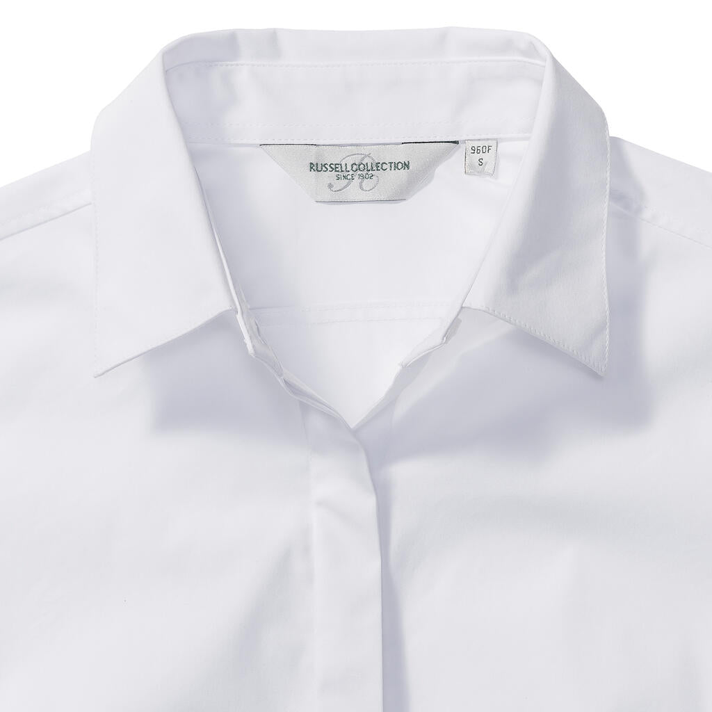 Ladies' LS Ultimate Stretch Shirt in Farbe White