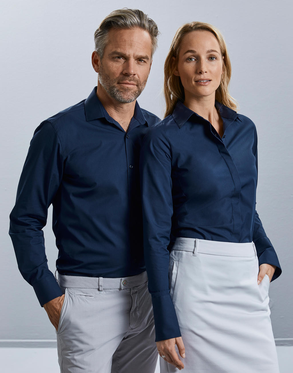 Ladies' LS Ultimate Stretch Shirt in Farbe White