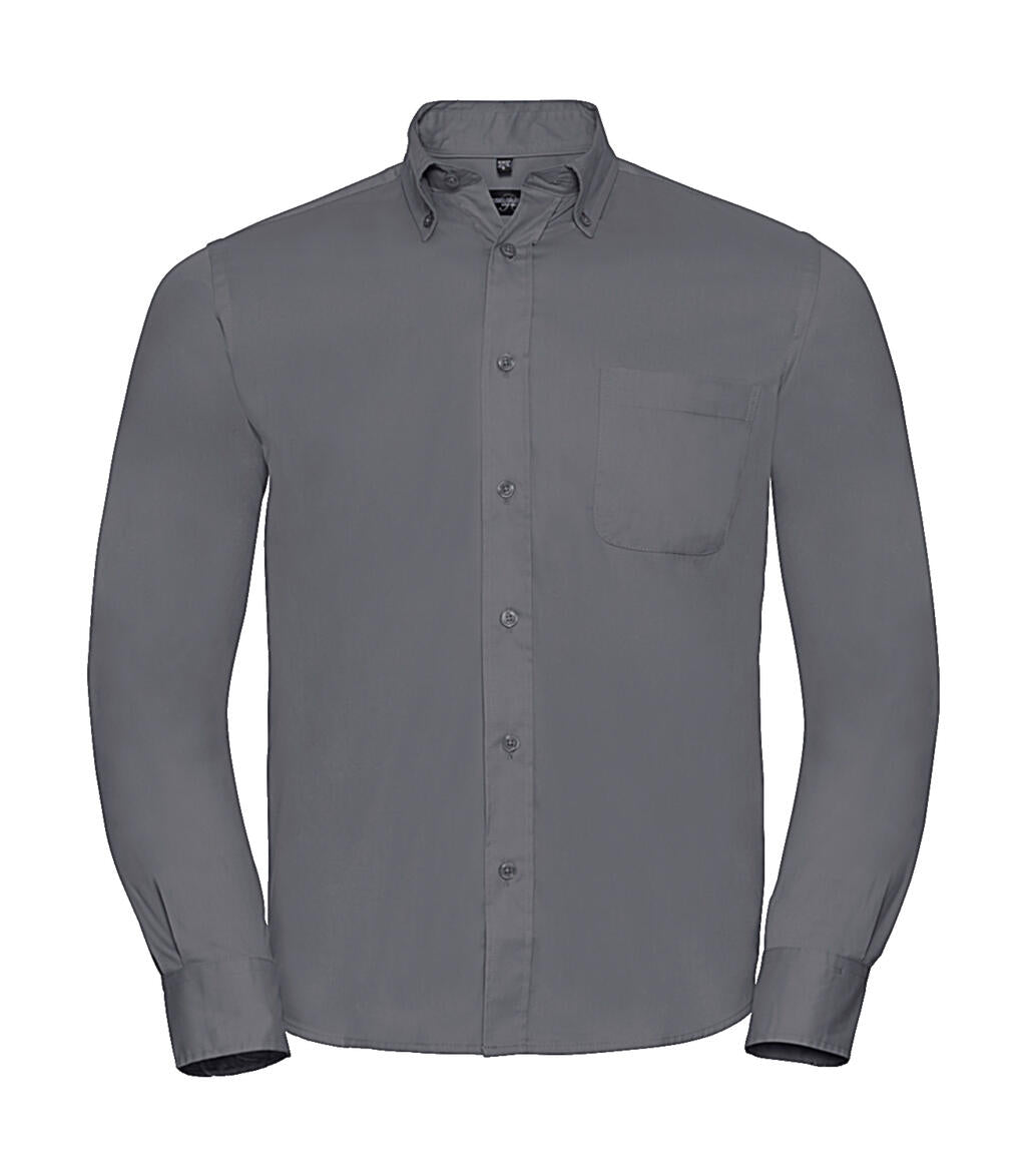 Long Sleeve Classic Twill Shirt in Farbe Zinc
