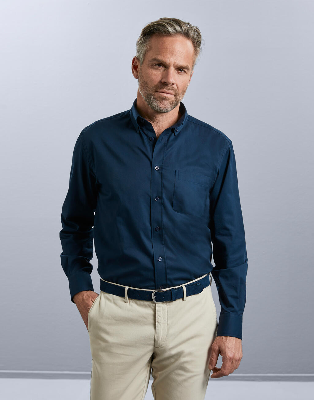 Long Sleeve Classic Twill Shirt in Farbe White