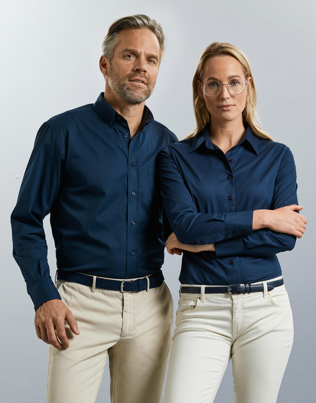 Long Sleeve Classic Twill Shirt in Farbe White