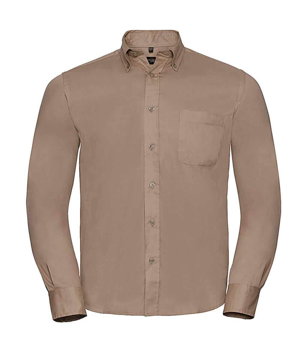 Long Sleeve Classic Twill Shirt in Farbe Khaki