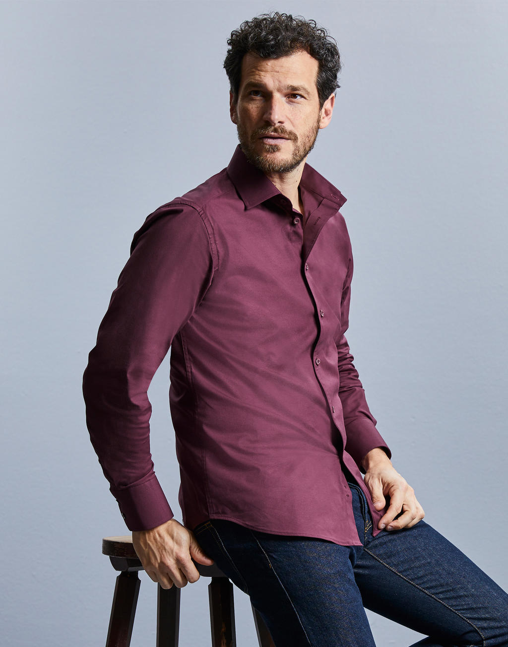 Fitted Stretch Shirt LS in Farbe White