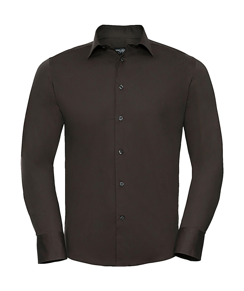 Fitted Stretch Shirt LS in Farbe Chocolate