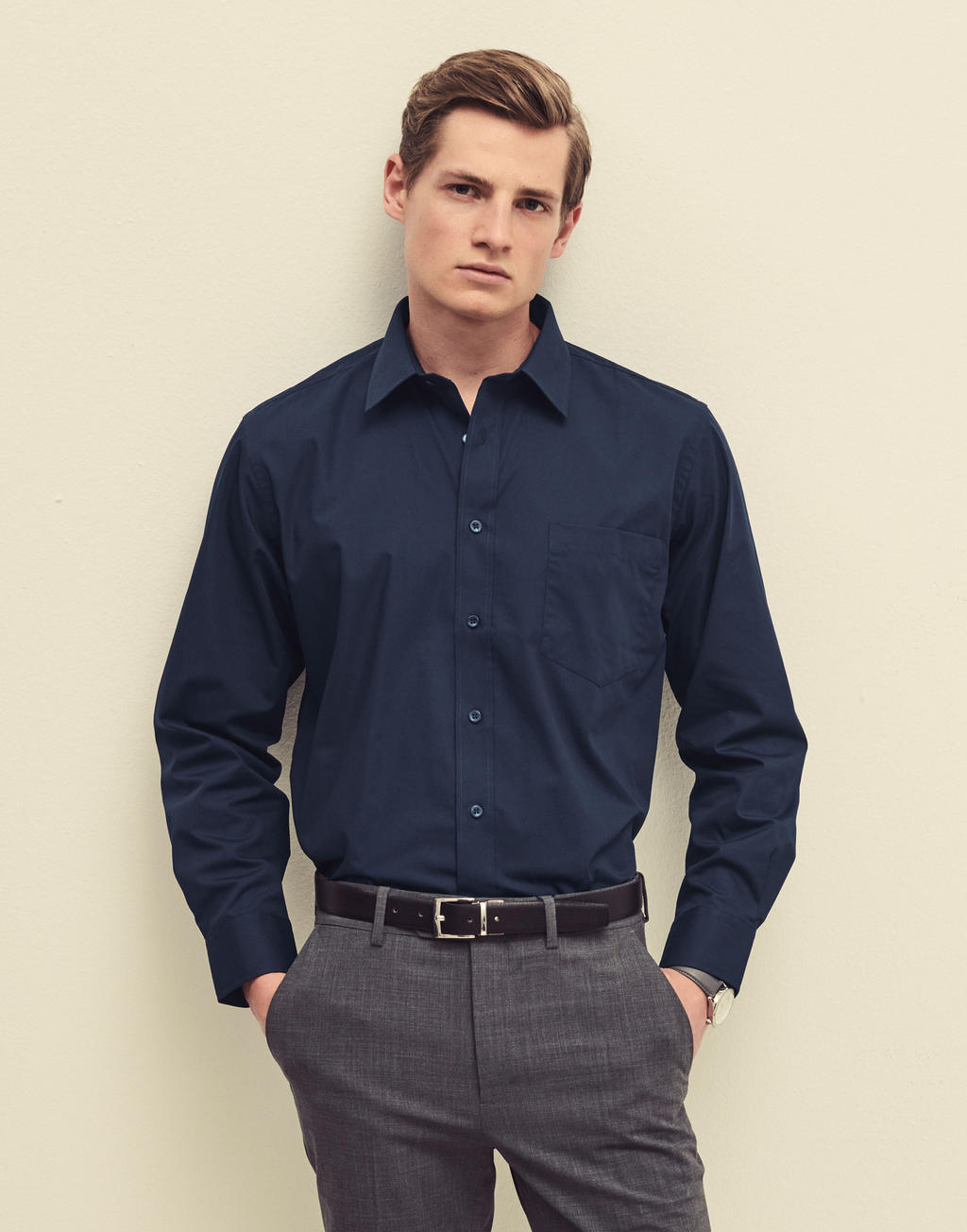 Poplin Shirt LS in Farbe White