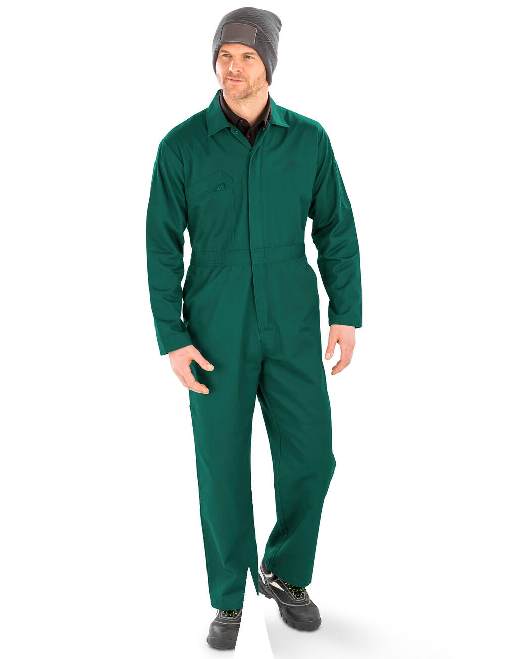 Recycled Action Overall with Zip Front in Farbe Black