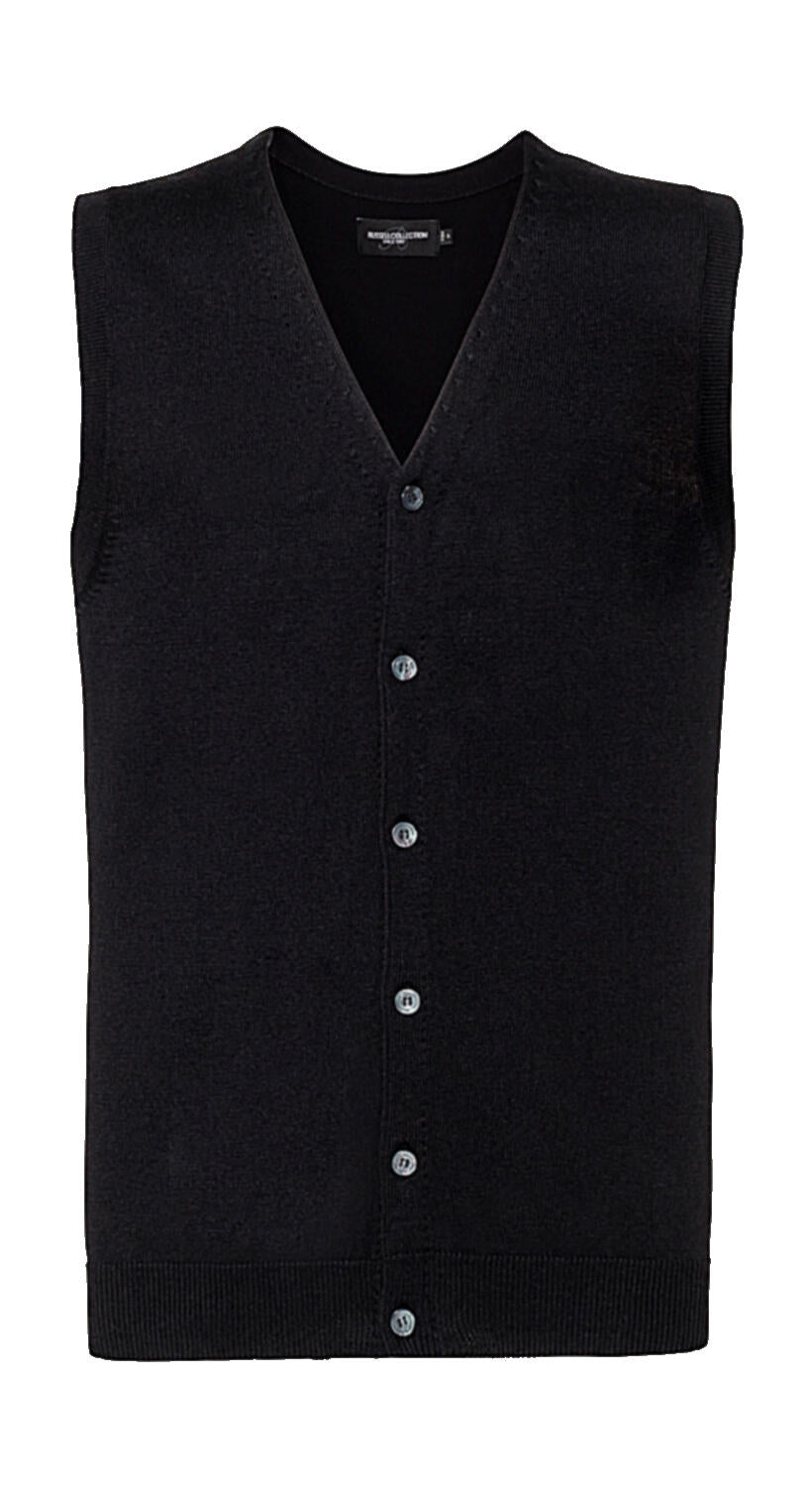 Men's V-Neck Sleeveless Knitted Cardigan in Farbe Black