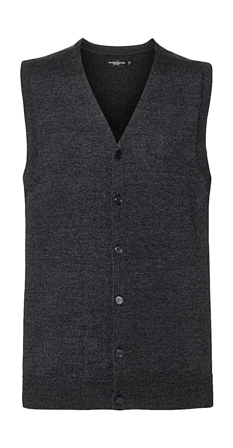 Men's V-Neck Sleeveless Knitted Cardigan in Farbe Charcoal Marl