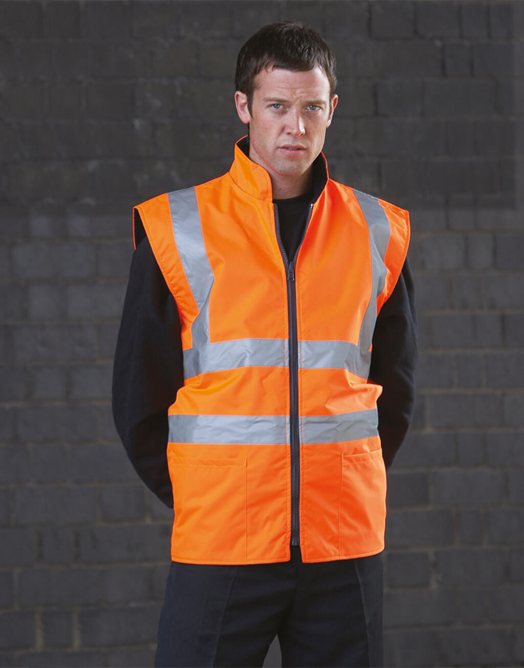 Fluo Fleece Reversible Bodywarmer in Farbe Fluo Orange