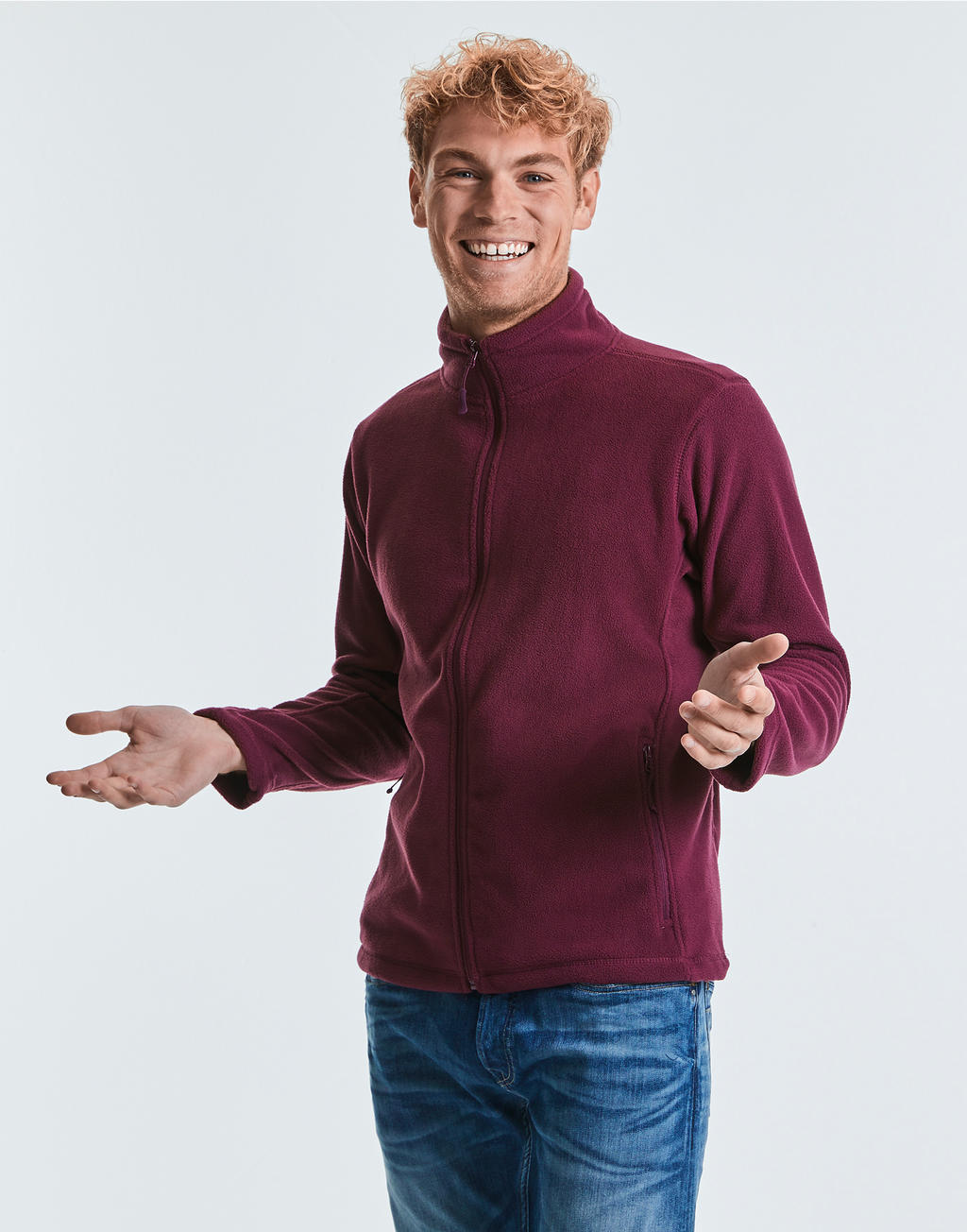 Men's Full Zip Outdoor Fleece in Farbe Black