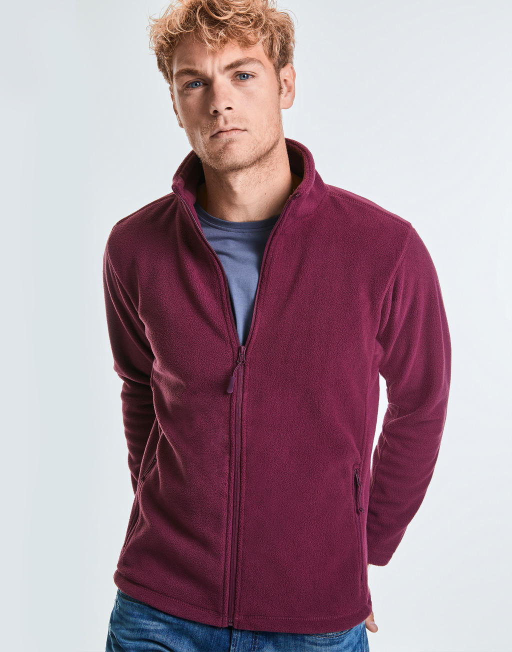 Men's Full Zip Outdoor Fleece in Farbe Black