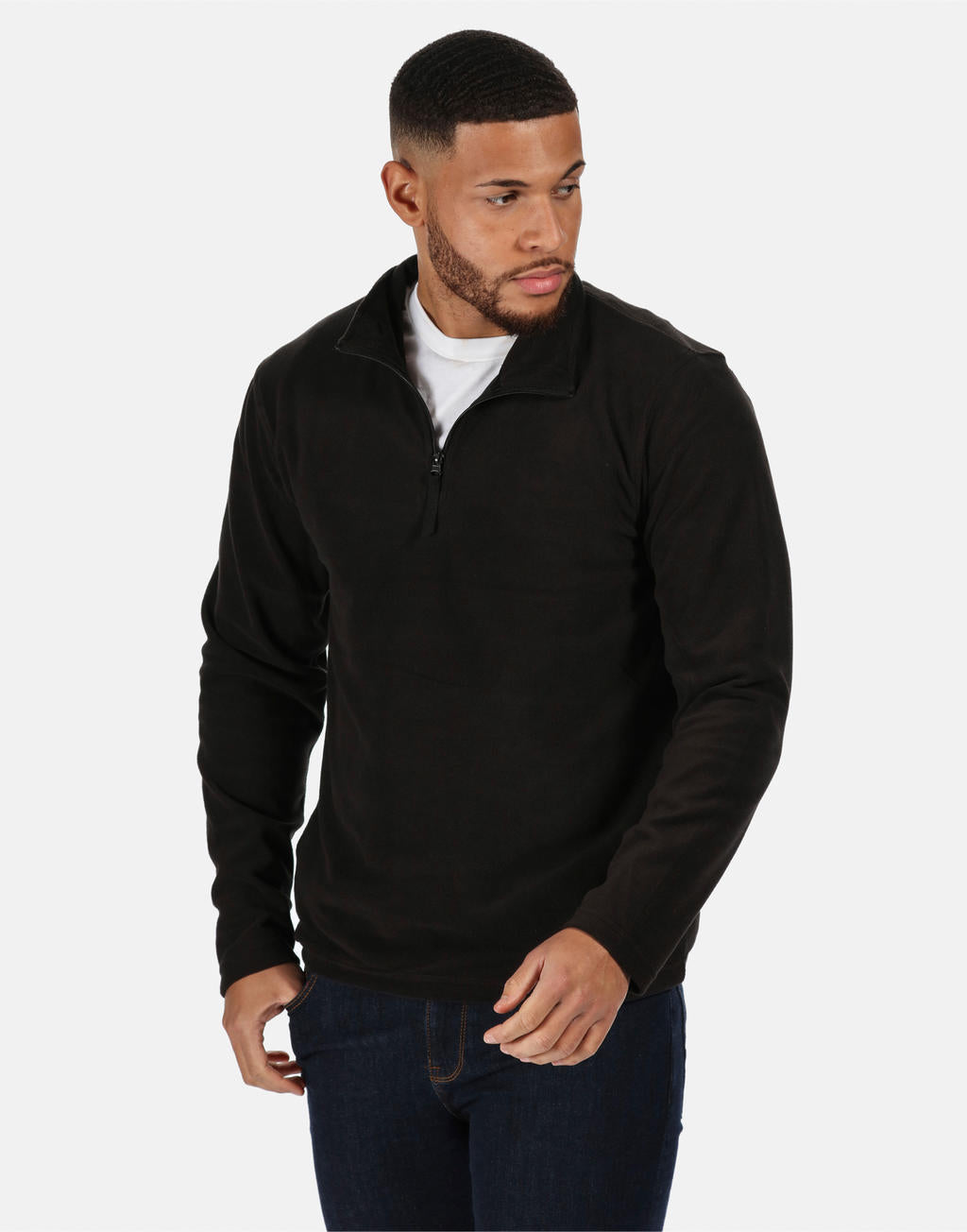 Micro Zip Neck Fleece in Farbe Black