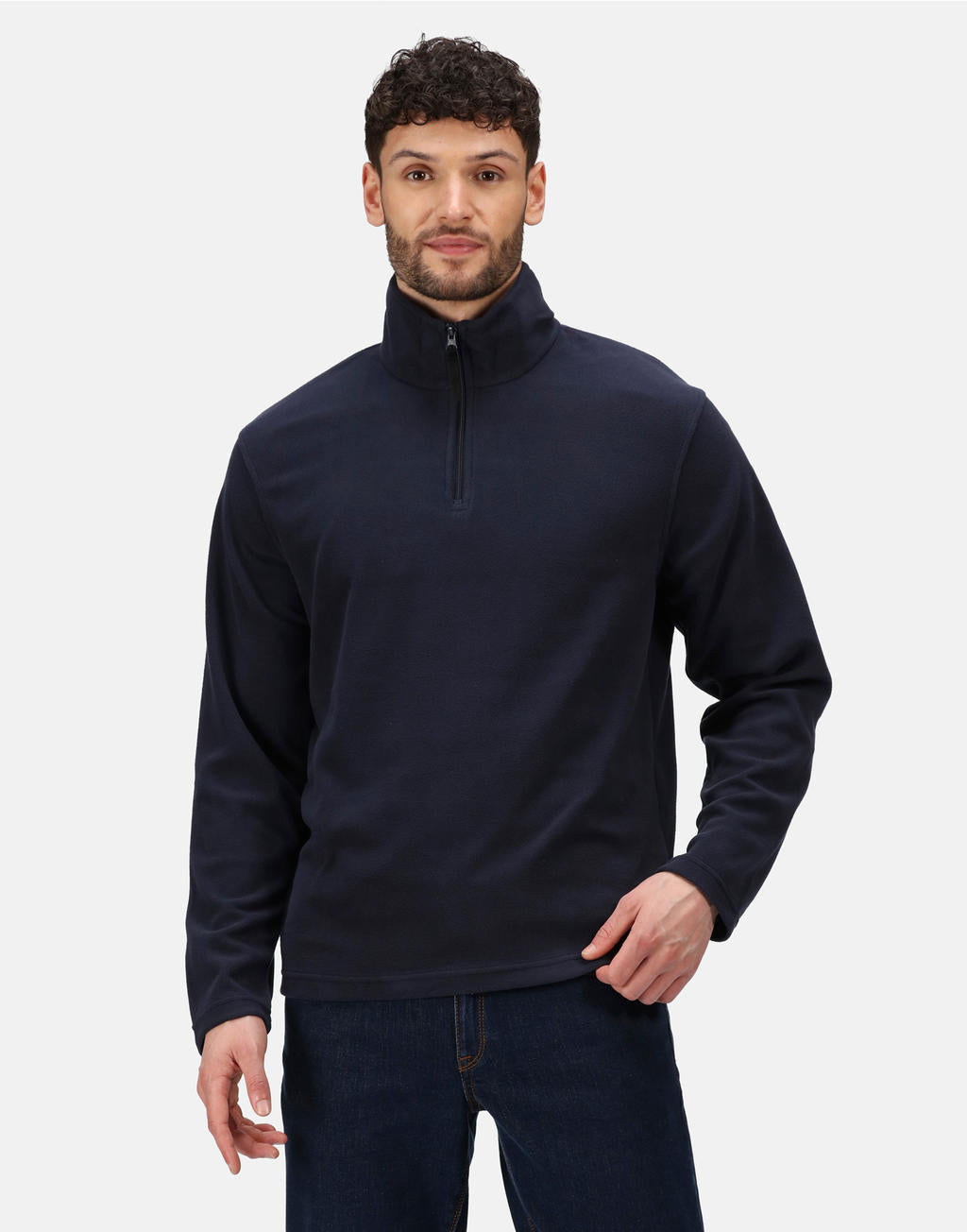 Micro Zip Neck Fleece in Farbe Black