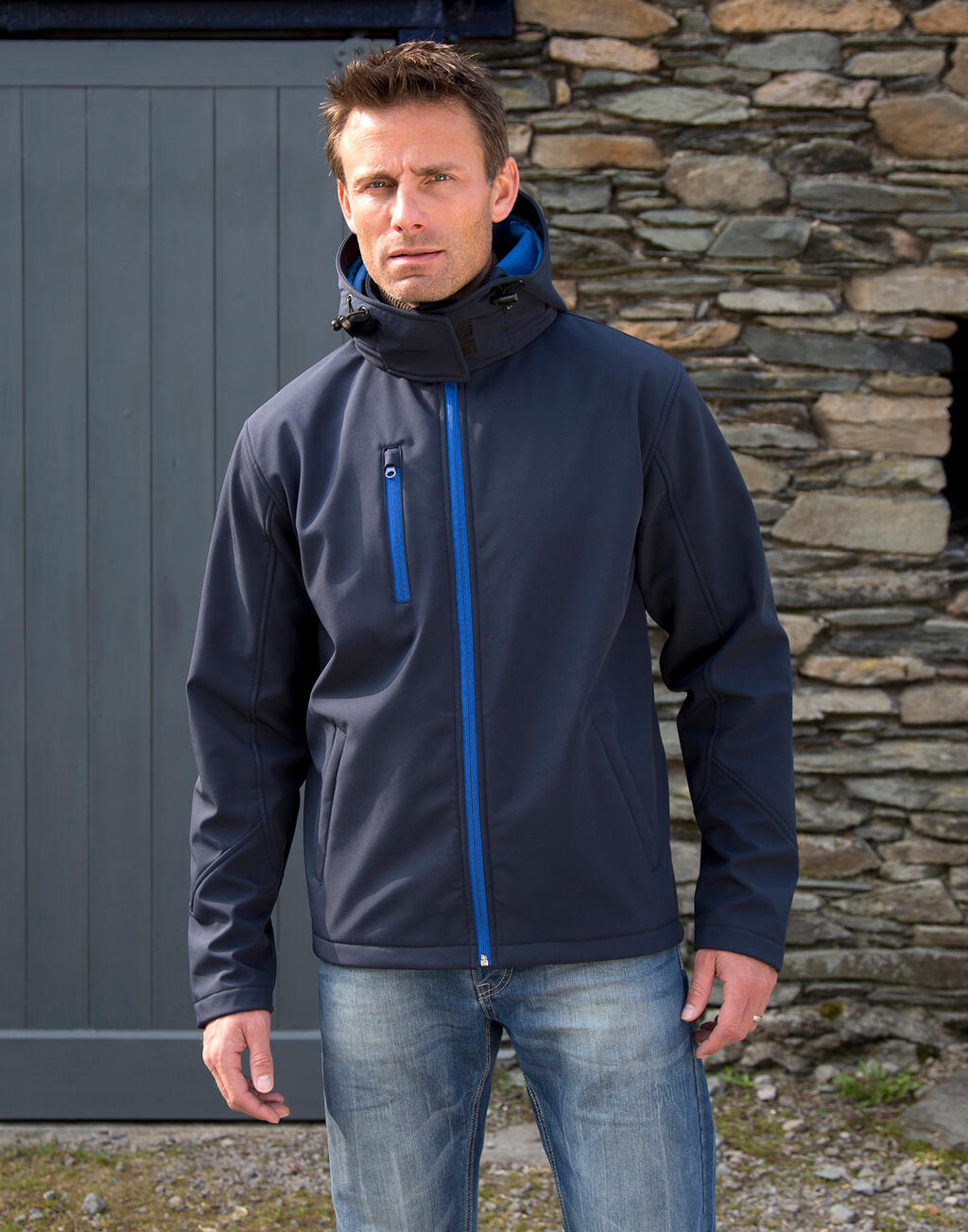 TX Performance Hooded Softshell Jacket in Farbe Black/Grey