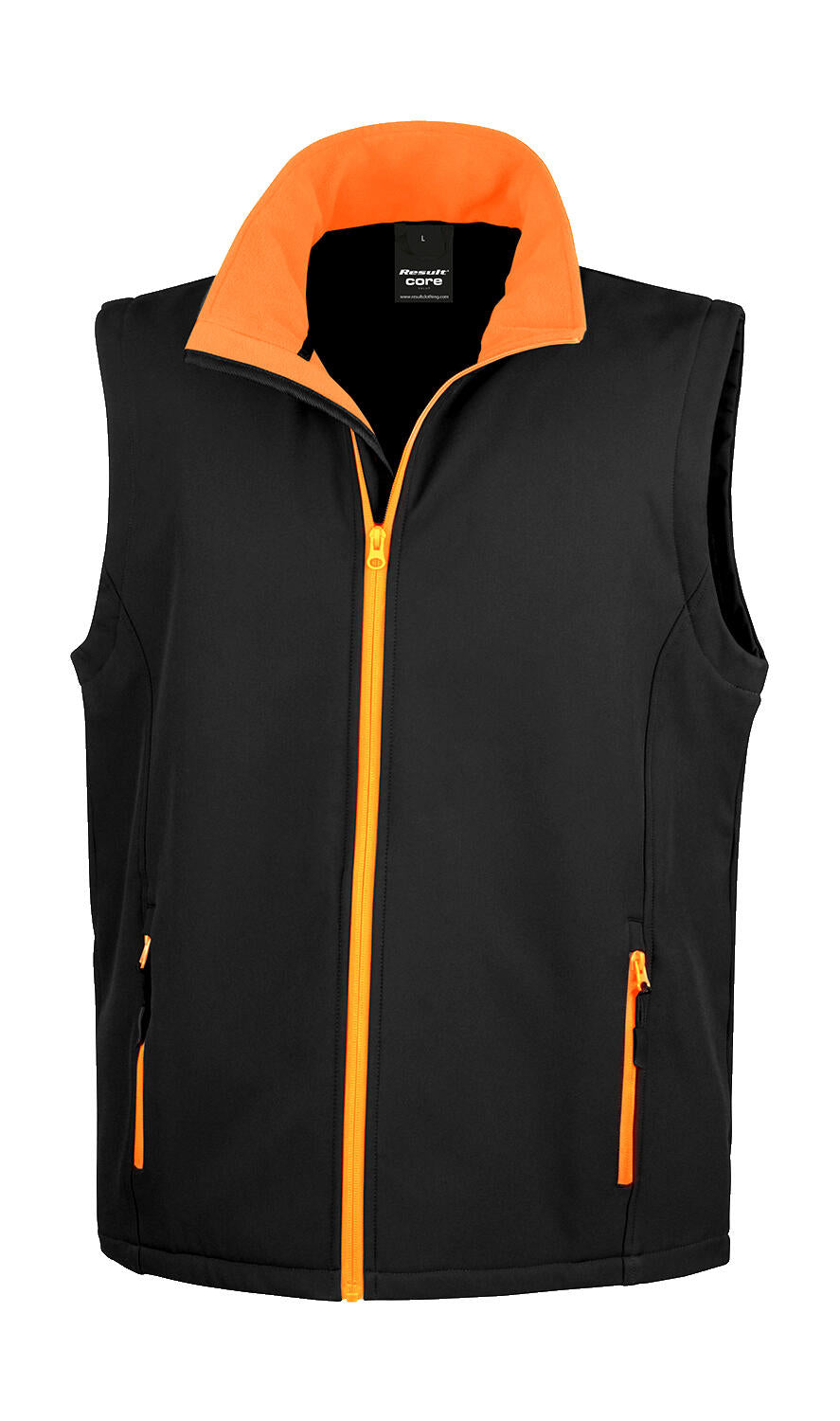 Men's Printable Softshell Bodywarmer in Farbe Black/Orange