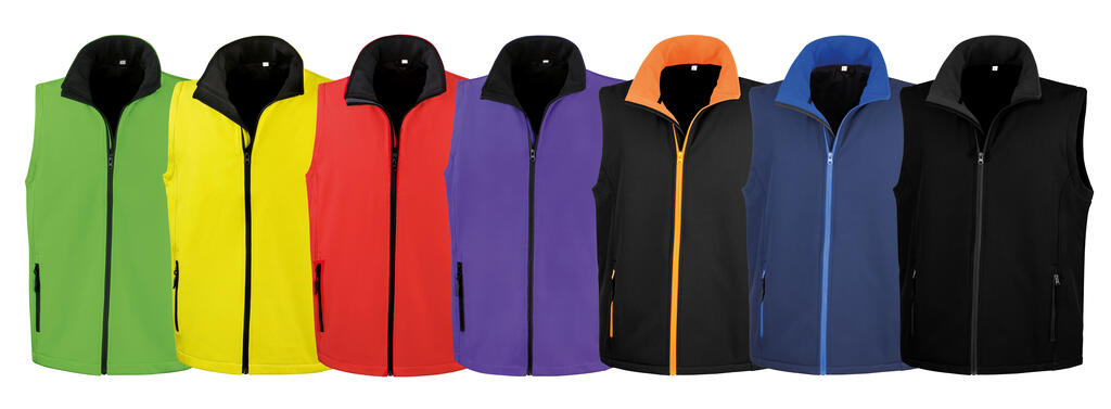 Men's Printable Softshell Bodywarmer in Farbe White/Black