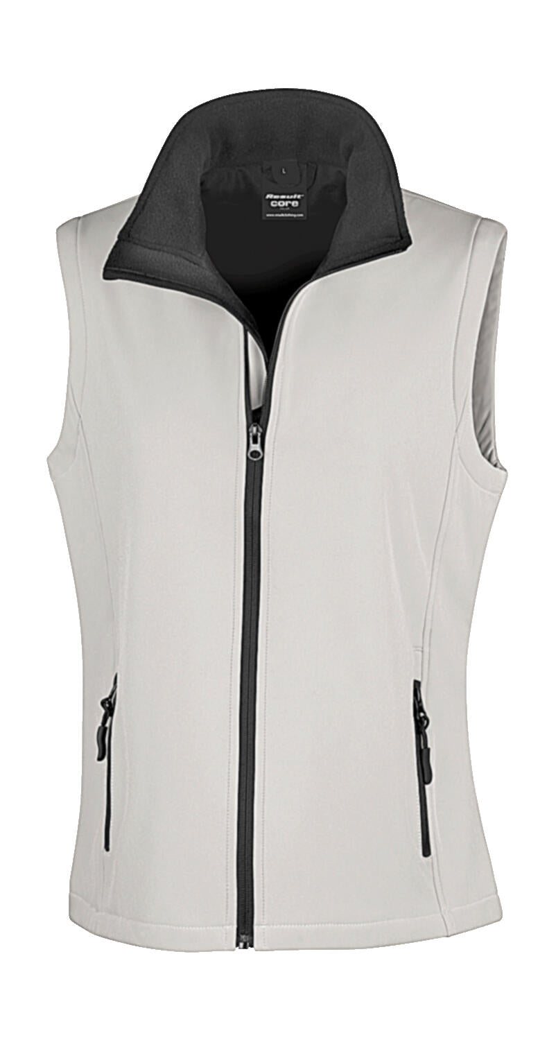 Women's Printable Softshell Bodywarmer in Farbe White/Black