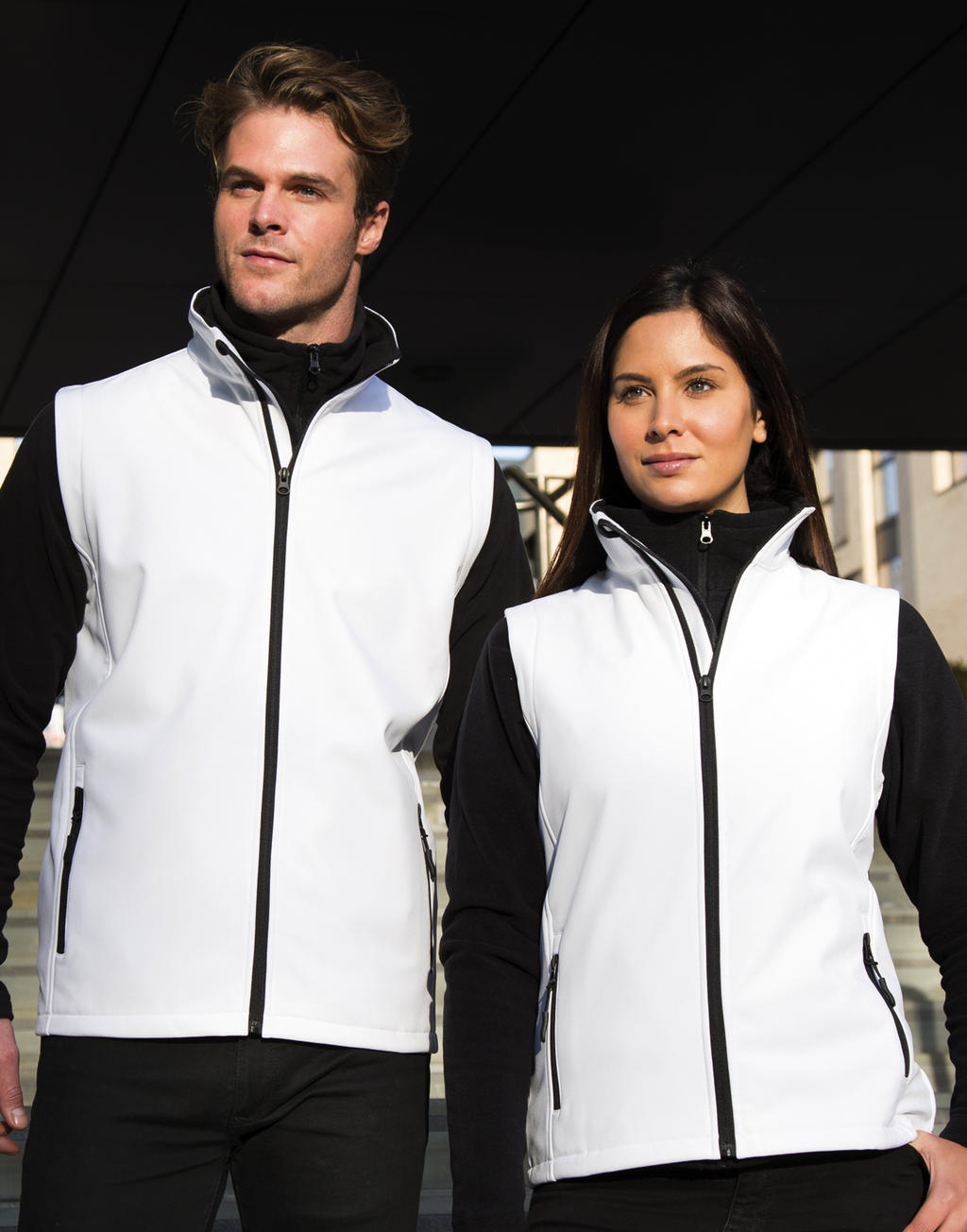 Women's Printable Softshell Bodywarmer in Farbe White/Black