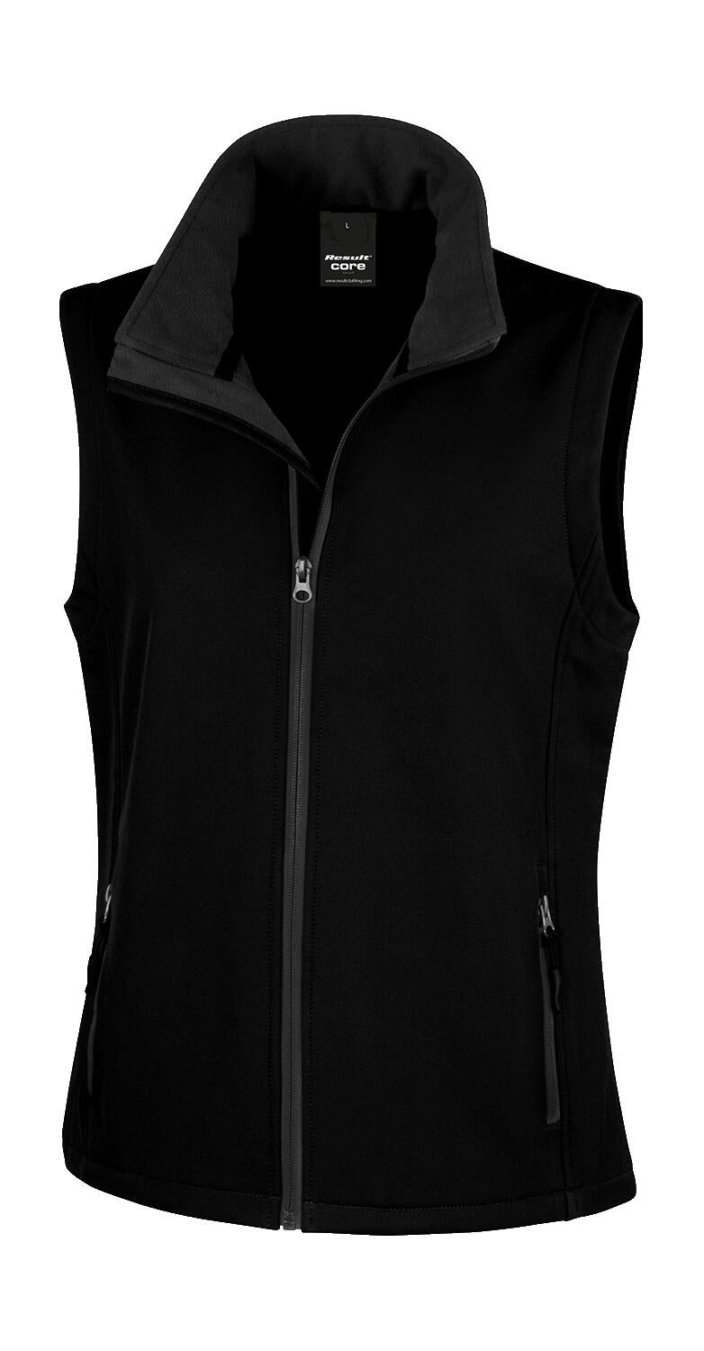 Women's Printable Softshell Bodywarmer in Farbe Black/Black