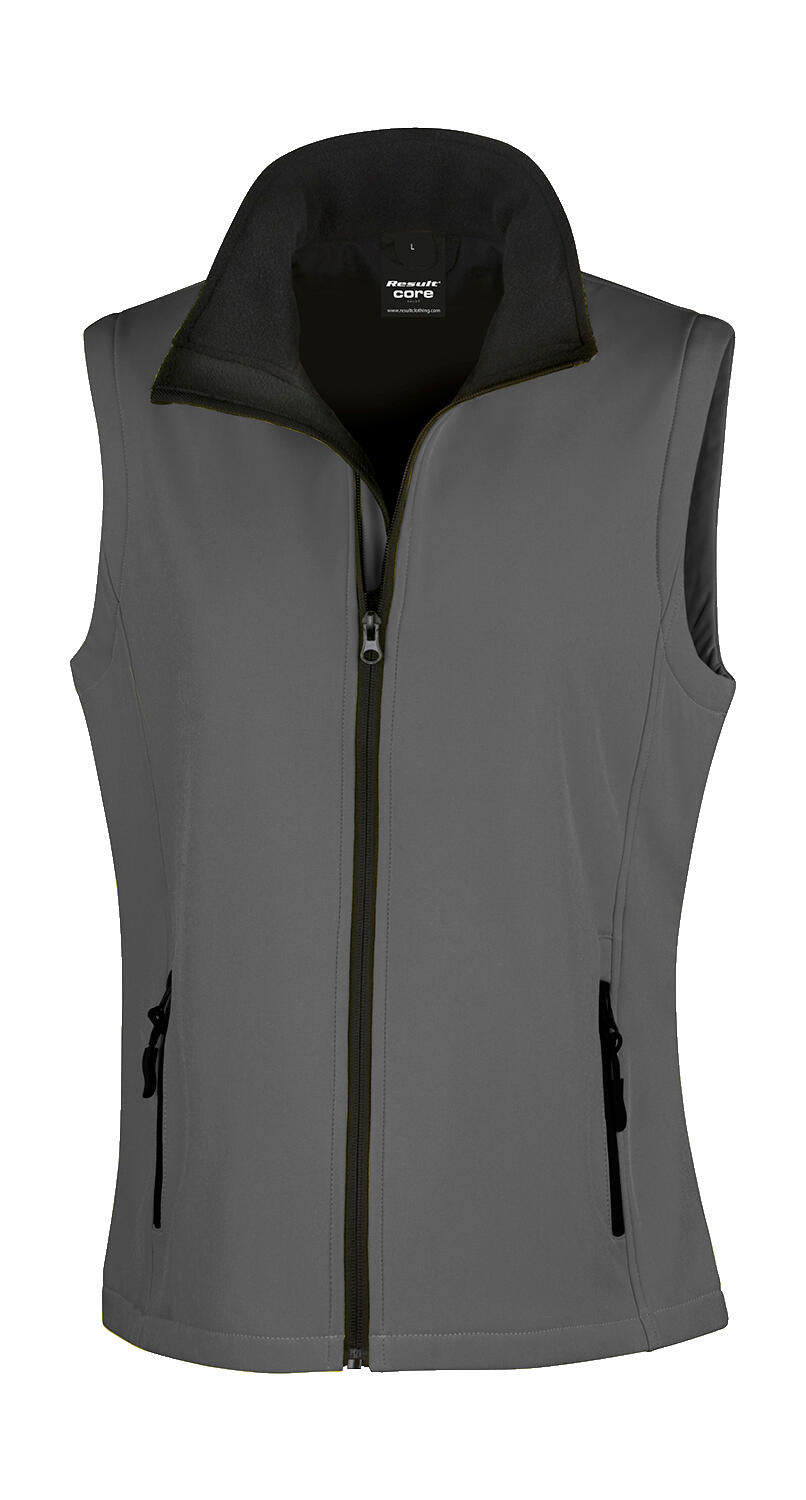 Women's Printable Softshell Bodywarmer in Farbe Charcoal/Black