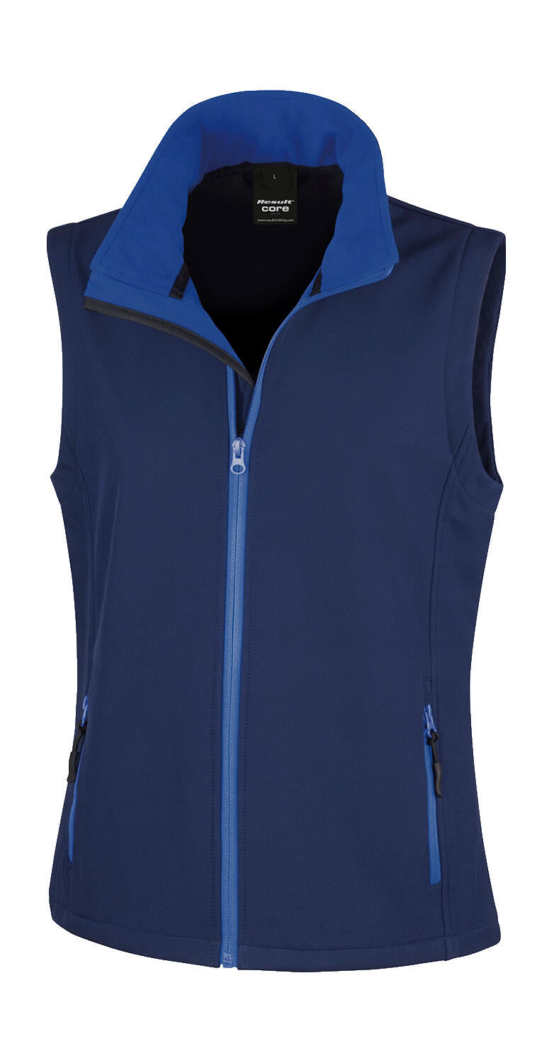 Women's Printable Softshell Bodywarmer in Farbe Navy/Royal