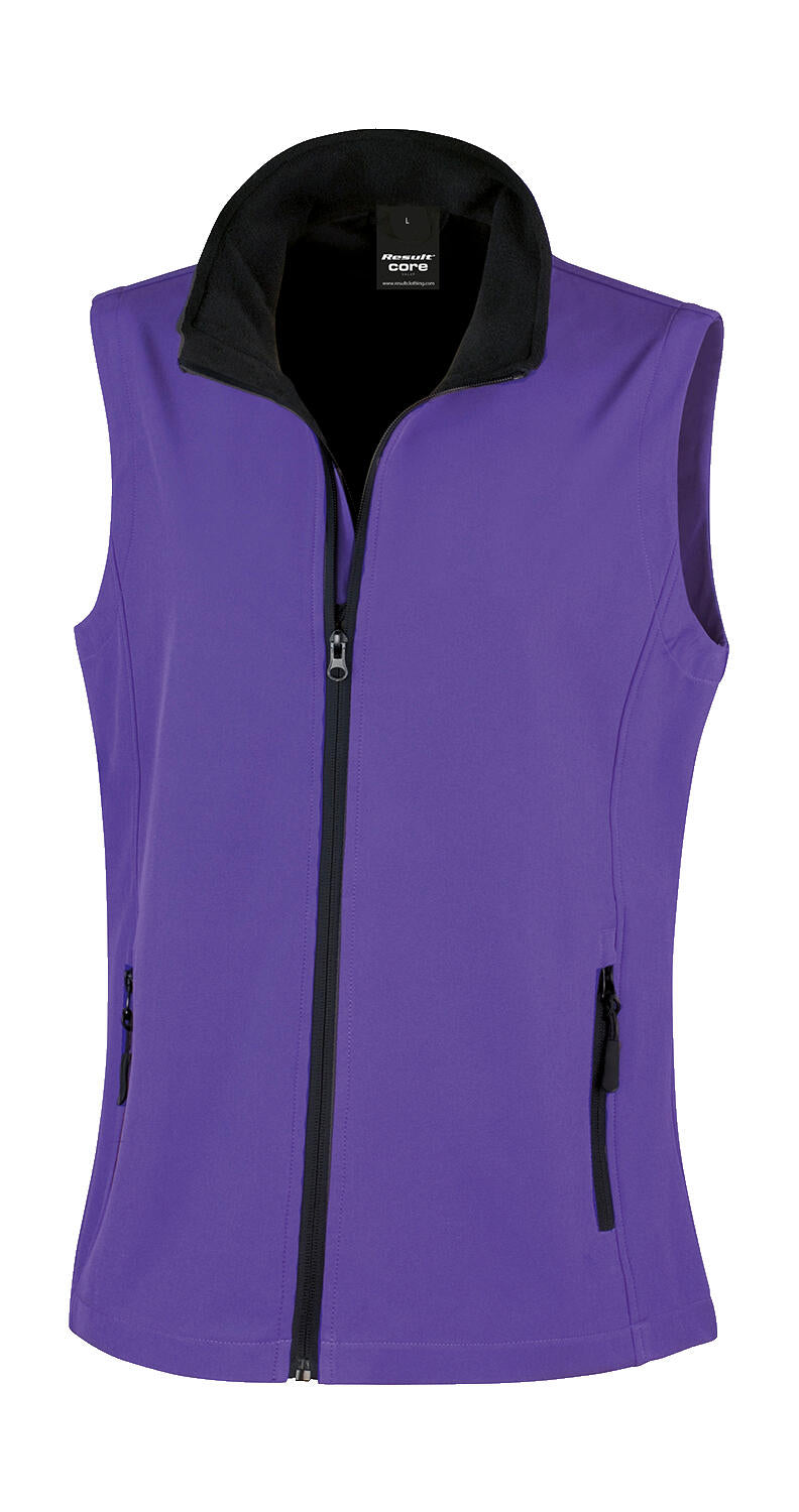 Women's Printable Softshell Bodywarmer in Farbe Purple/Black