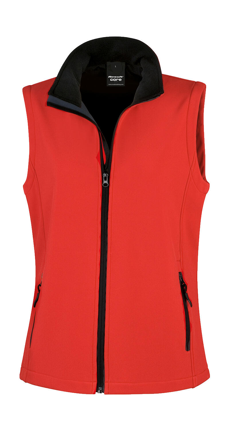 Women's Printable Softshell Bodywarmer in Farbe Red/Black