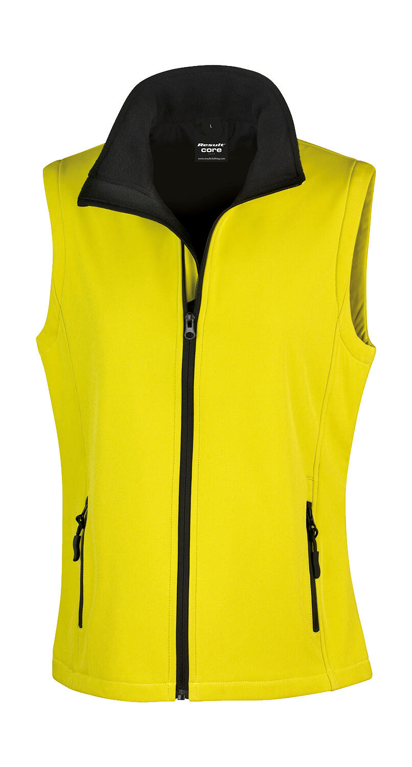 Women's Printable Softshell Bodywarmer in Farbe Yellow/Black