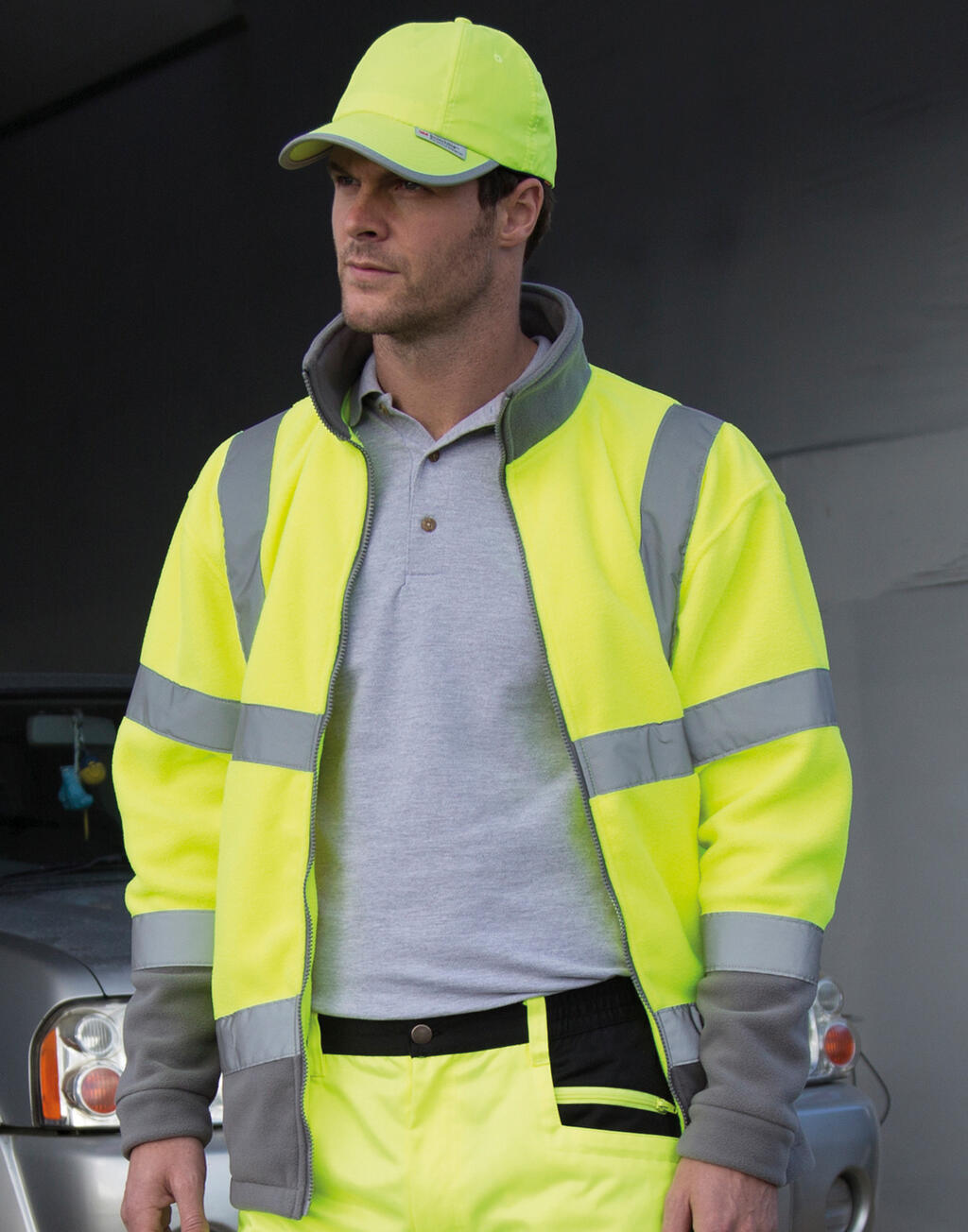 Safety Microfleece in Farbe Fluo Orange/Grey