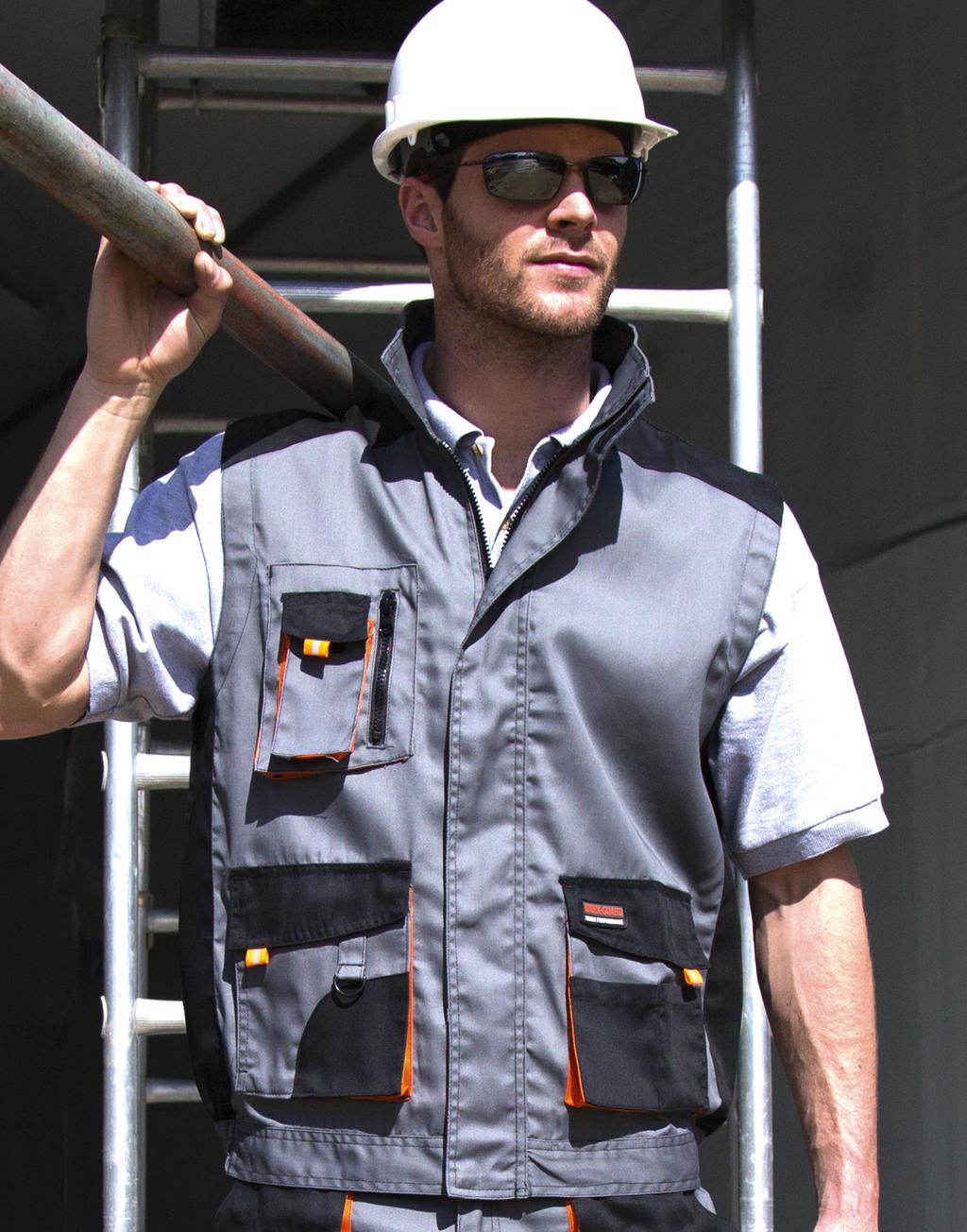 LITE Gilet in Farbe Grey/Black/Orange