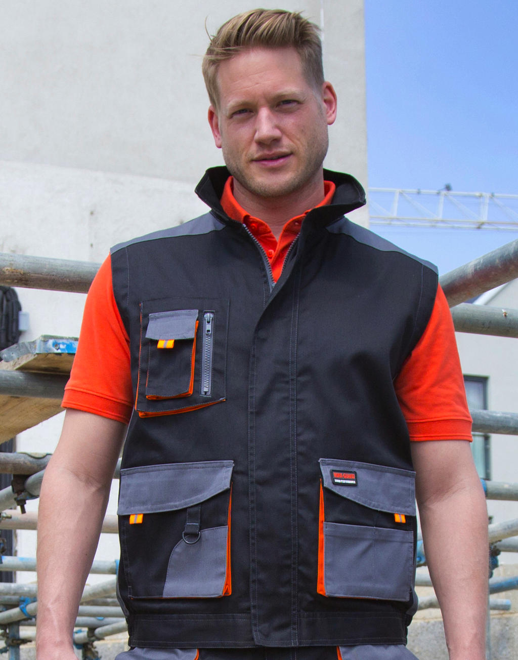 LITE Gilet in Farbe Grey/Black/Orange