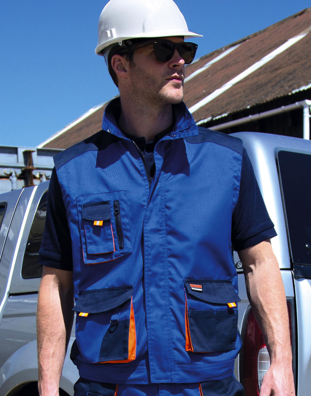 LITE Gilet in Farbe Grey/Black/Orange