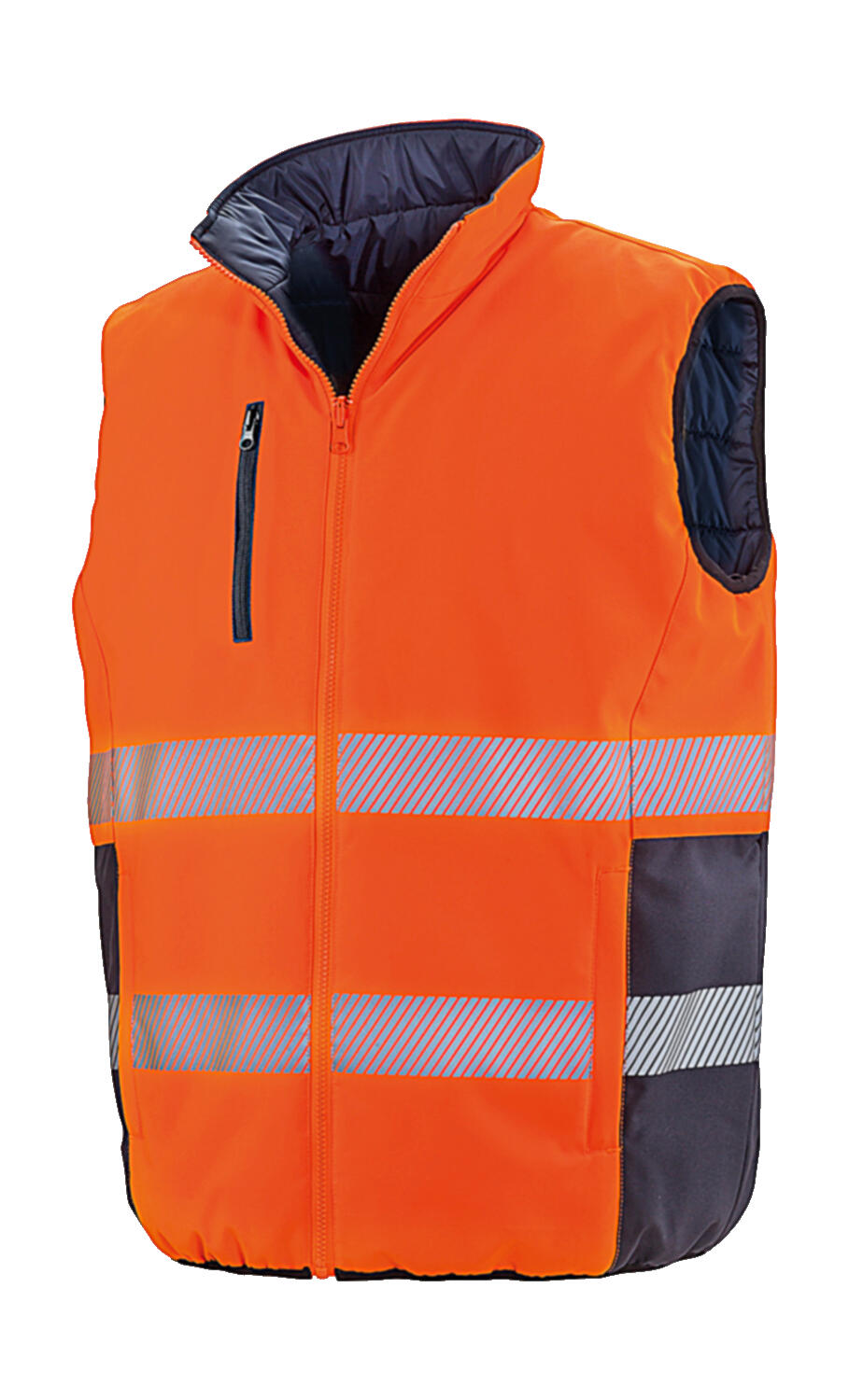 Reversible Soft Padded Safety Gilet in Farbe Fluo Orange/Navy