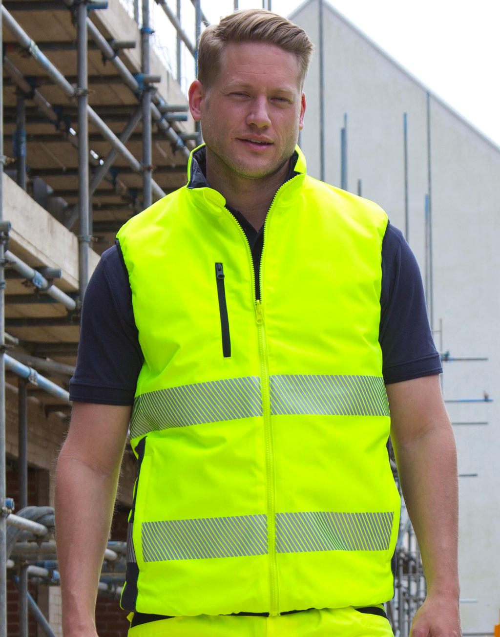 Reversible Soft Padded Safety Gilet in Farbe Fluo Orange/Navy