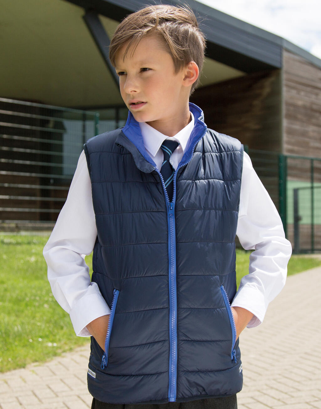 Junior/Youth Padded Bodywarmer in Farbe Black/Orange
