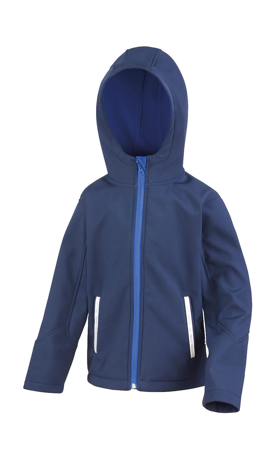 Kids TX Performance Hooded Softshell Jacket in Farbe Navy/Royal