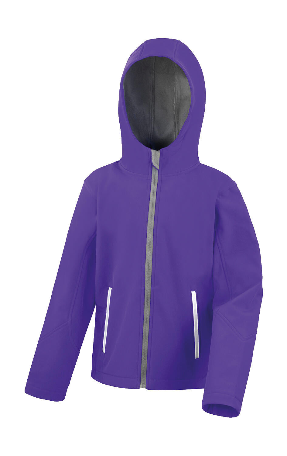 Kids TX Performance Hooded Softshell Jacket in Farbe Purple/Grey