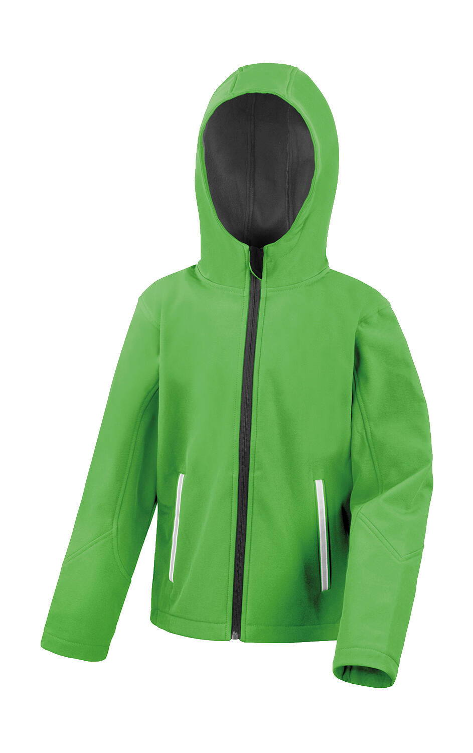Kids TX Performance Hooded Softshell Jacket in Farbe Vivid Green/Black