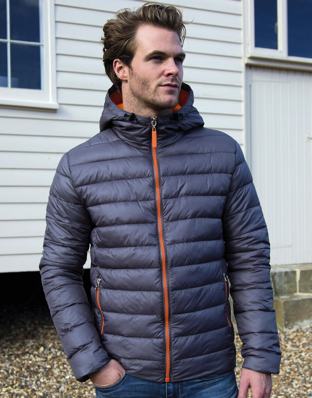 Snow Bird Hooded Jacket in Farbe Grey/Orange