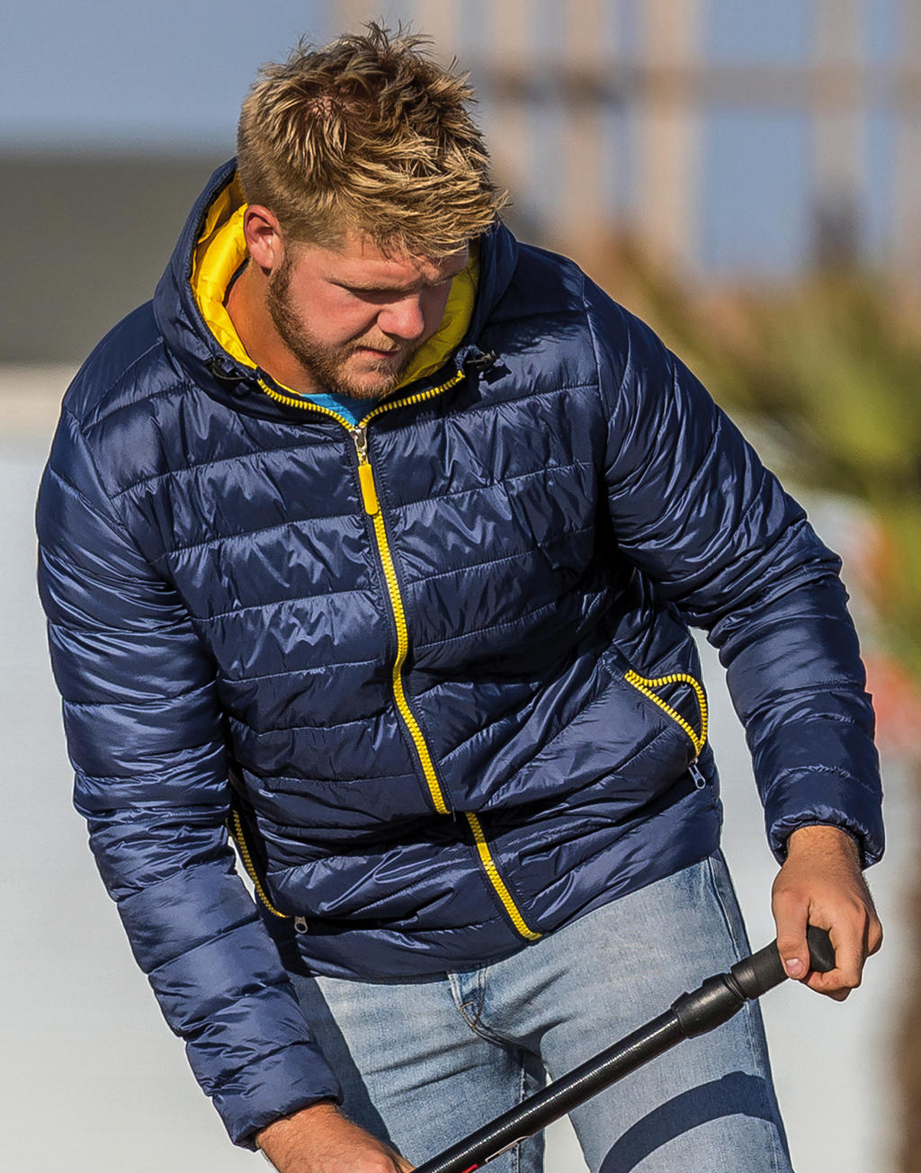Snow Bird Hooded Jacket in Farbe Grey/Orange