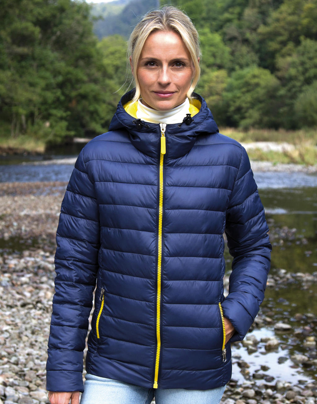 Ladies' Snow Bird Hooded Jacket in Farbe Grey/Orange