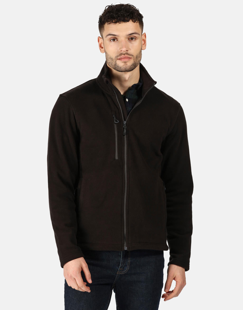 Honestly Made Recycled Full Zip Fleece in Farbe Black