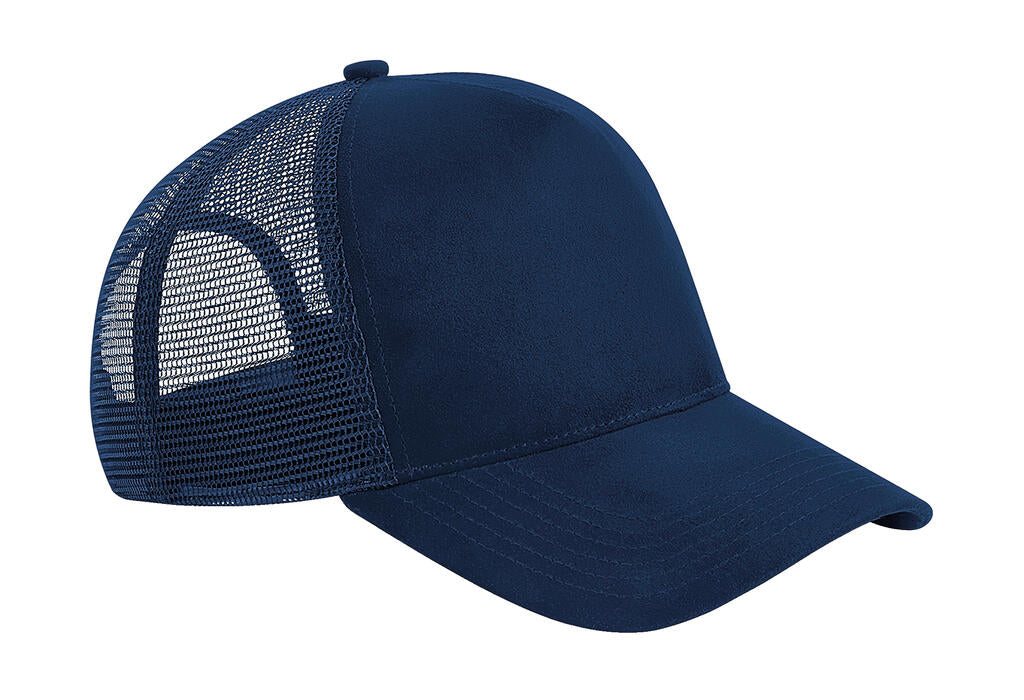 Suede Snapback Trucker in Farbe French Navy