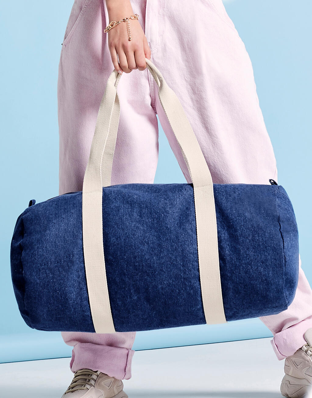 Denim Barrel Bag in Farbe Denim Blue